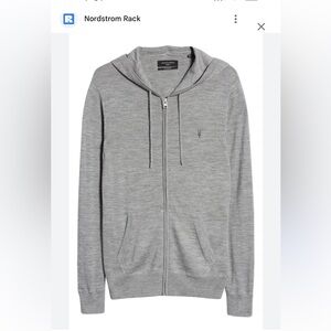 All Saints Light Gray Zip-Up Sweater